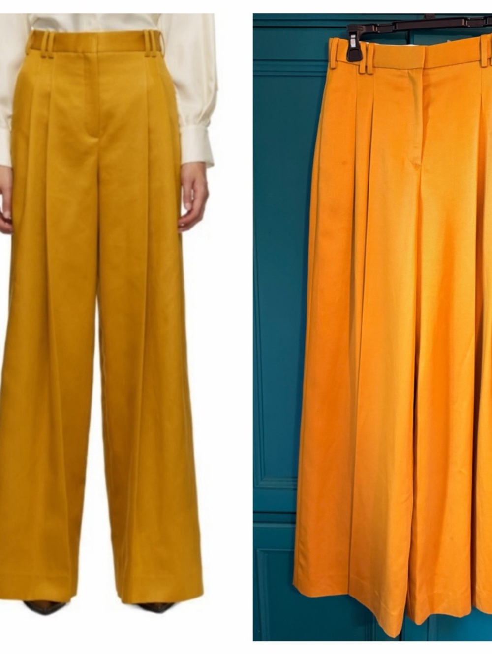 PARTOW Wren Saffron Wide-Leg Trousers | Luxury Tailored Pants Sz 2 Gold